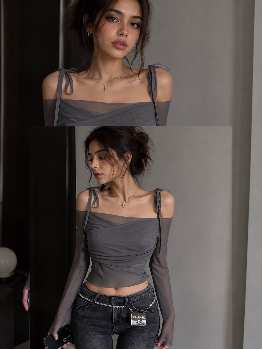 Luna Sheer Ruched Blouse