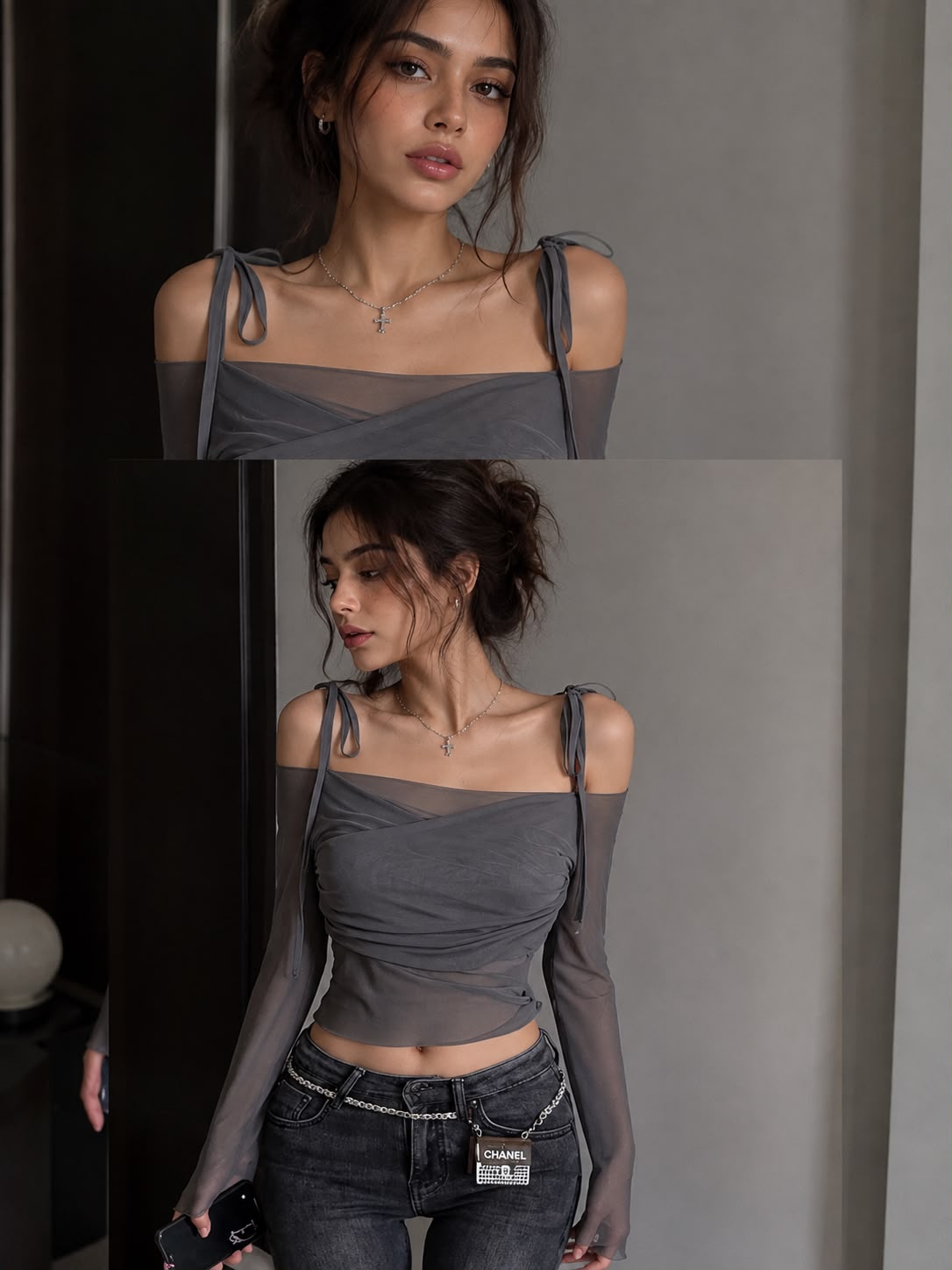 Luna Sheer Ruched Blouse