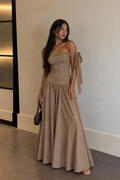Ruched Bow Maxi Dress
