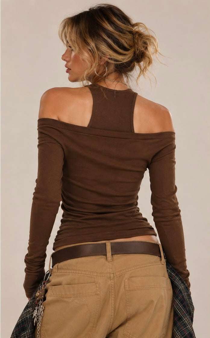 Off Shoulder Vintage Script Top