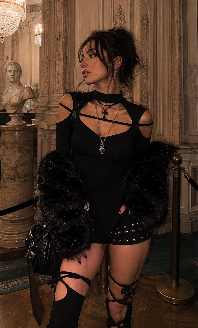 Noir Eclipse Cutout Top