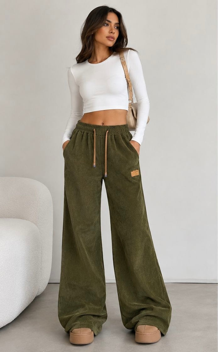 Cloud Corduroy Wide-Leg Pants